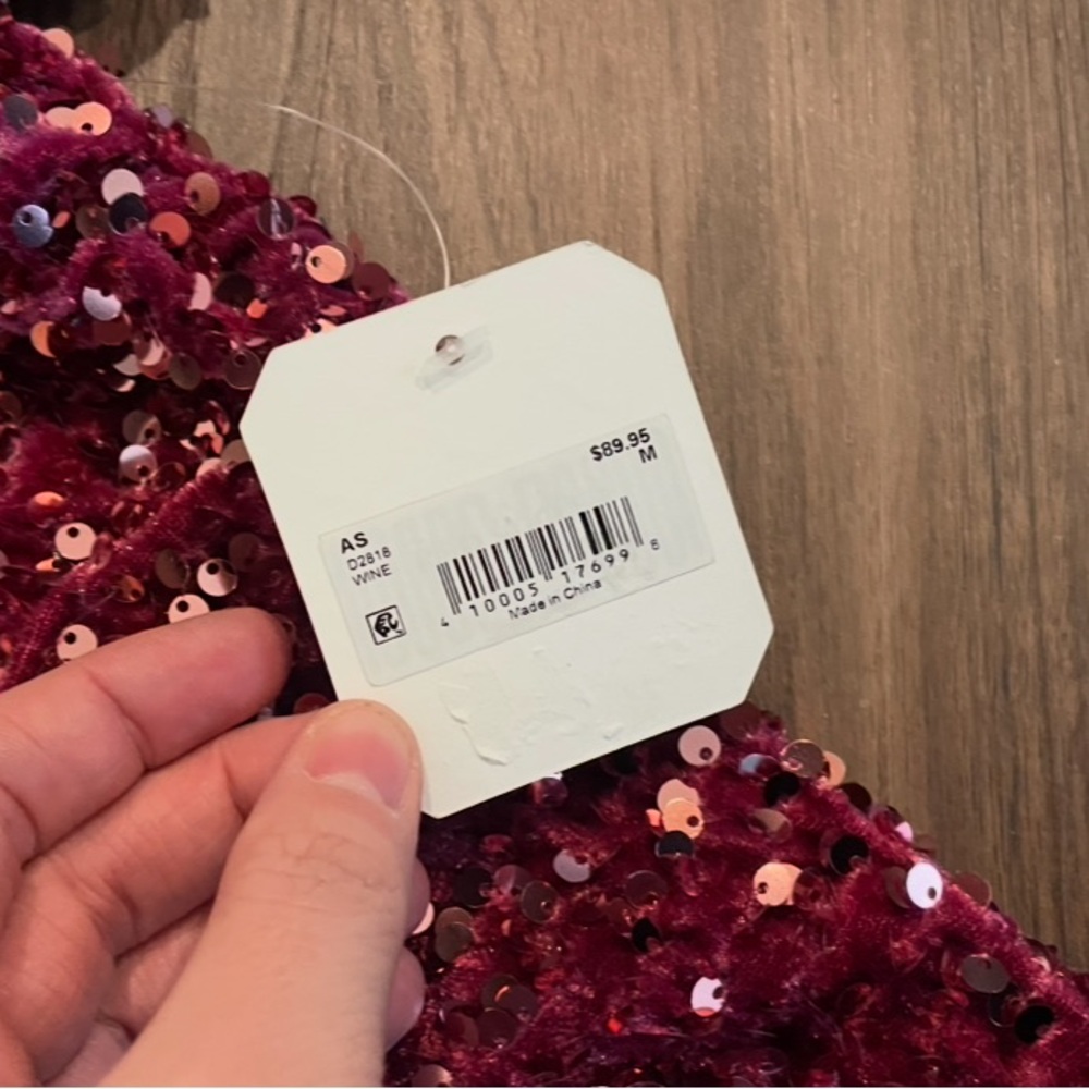 Altar'd State Raspberry Sequin Puff-Sleeve Mini Dress - Picture 6 of 6